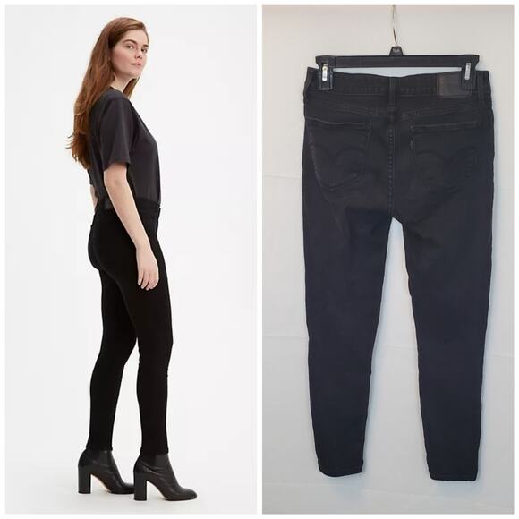 Levi's Flattering Soft Black Crop 711 Skinny Jeans ~Streetwear Flattering Casual - Picture 2 of 12